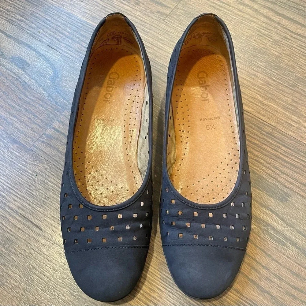 Women's Gabor 84.169.17 Dancin Black Suede Ballet Flats US 8